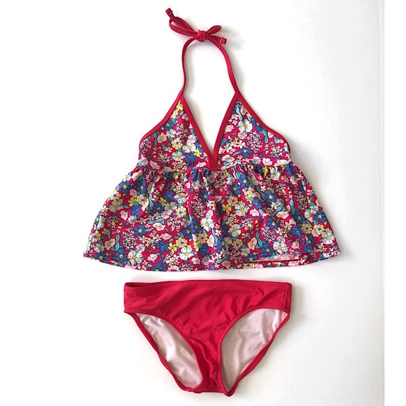 Copper Key Other - Copper Key floral swimsuit bikini girls size 12 red
